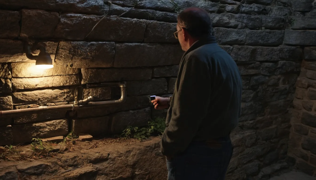 A provider checking a basement wall for pest entry points in an older the Louisville/Jefferson County metro government area home