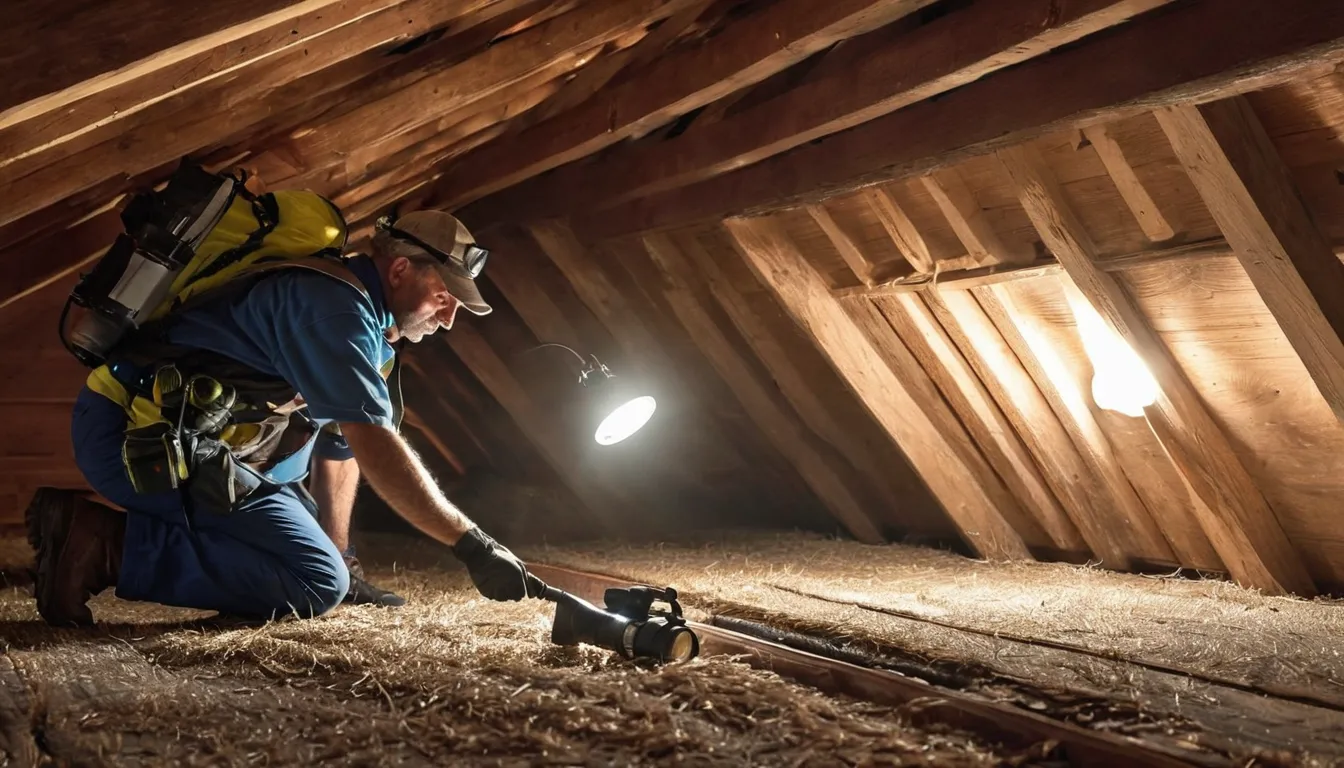 A local provider inspecting an attic for signs of rodents or wildlife in a home near Louisville/Jefferson County metro government